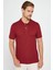 Erkek Slim Fit Dar Kesim Pamuk Düz Pike Bordo Polo Yaka Tişört 1