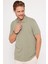 Erkek Slim Fit Dar Kesim Pamuk Düz Pike Yeşil Polo Yaka Tişört 1
