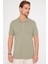 Erkek Slim Fit Dar Kesim Pamuk Düz Pike Yeşil Polo Yaka Tişört 2