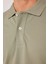 Erkek Slim Fit Dar Kesim Pamuk Düz Pike Yeşil Polo Yaka Tişört 4