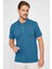 Erkek Slim Fit Dar Kesim Pamuk Düz Pike Petrol Rengi Polo Yaka Tişört 1