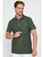 Erkek Slim Fit Dar Kesim Pamuk Armürlü Haki Polo Yaka Tişört 1