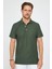 Erkek Slim Fit Dar Kesim Pamuk Armürlü Haki Polo Yaka Tişört 2
