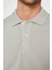 Erkek Slim Fit Dar Kesim Pamuk Düz Pike Gri Polo Yaka Tişört 4