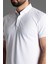 Erkek Beyaz Dokulu Düğmeli Polo Yaka T-Shirt 2