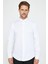 Slim Fit Uzun Kollu Likralı Düz Stretch Beyaz Erkek Gömlek 2