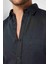 Slim Fit Uzun Kollu Dar Kesim Spor Yaka Düz Siyah Denim Erkek Gömlek 4