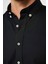 Erkek Slim Fit Dar Kesim Pamuklu Uzun Kollu Siyah Düğmeli Yaka Gömlek 4