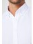 Slim Fit Uzun Kollu Dar Kesim Düğmeli Yaka Pamuklu Düz Oxford Beyaz Erkek Gömlek 4