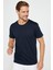 Unisex 2'li Paket Beyaz-Lacivert Slim Fit Dar Kesim %100 Pamuk Bisiklet Yaka Tişört 4