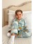 Çocuk Unisex Önü Düğmeli Mavi Ayıcık Sleep Desenli 2'li Alt Üst pijama takımı 4