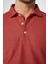 Erkek Slim Fit Dar Kesim Pamuk Armürlü Kiremit Renk Polo Yaka Tişört 4