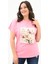 Kadın Büyük Beden Çiçek Baskı Detaylı T-Shirt 1780-25 1