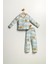 Çocuk Unisex Önü Düğmeli Mavi Ayıcık Sleep Desenli 2'li Alt Üst pijama takımı 1
