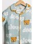 Çocuk Unisex Önü Düğmeli Mavi Ayıcık Sleep Desenli 2'li Alt Üst pijama takımı 5