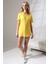 Eteği Oval Salaş Pamuklu Penye Kompakt T-Shirt 21733 Sarı 1