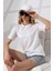 Pamuklu Penye Kompakt Ağır Kumaş Kısa Kol Comfort Fit T-Shirt 21666 Beyaz 3