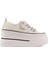 Kadın Günlük 24Y345-10 Yüksek Taban Beyaz Taşlı Bağcık Sneaker Ayakkabı 2