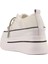 Kadın Günlük 24Y345-10 Yüksek Taban Beyaz Taşlı Bağcık Sneaker Ayakkabı 4