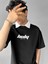 Oversize Polo Yaka Dokulu Esnek Rahat Baskılı T-Shirt Siyah 2