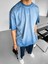 Oversize Yuvarlak Yaka Yıkamalı Catch T-Shirt Mavi 2