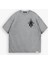 Oversize Etknik Desen Baskılı Yıkamalı T-Shirt Gri 2
