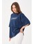 Lacivert Bisiklet Yaka Baskılı Oversize T-Shirt 4
