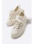 Kadın Yüksek Taban Sneaker Keten Kumaş Bağcıklı Spor Ayakkabı Hesna 1