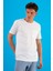 Erkek Simon Beyaz Bisiklet Yaka Cep Detaylı Basic Tişört 2