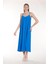 Saks Mavi Ip Askılı Uzun Elbise 2