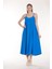 Saks Mavi Ip Askılı Uzun Elbise 3