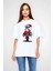 Unisex Bisiklet Yaka Baskılı Oversize T-Shirt Beyaz 1