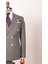 Erkek Slim Fit Ekose Desen Koyu Gri Yelekli Takım Elbise 3
