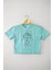 Mint Yeşil Renk Crop T-Shirt Lost My Mind Baskılı Kadın Tişört Baby Tee 1