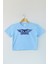 Light Blue Crop T-Shirt Aerosmith Black On Black Wings Baskılı Kadın Tişört Açık Mavi Renk Baby Tee 1