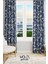Navy Vintage 2 Desenli Süet Oturma Odası Salon Fon Perde Baskılı Ekstrafor Büzgü 2 Kanat PRD-1065 1