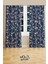 Navy Vintage 2 Desenli Süet Oturma Odası Salon Fon Perde Baskılı Ekstrafor Büzgü 2 Kanat PRD-1065 2