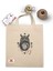Ham Bez Çanta Tote Bag Baykuş ve Zaman, Dokuma Saplı Kadın Omuz Çantası 1