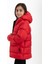 Kız Çocuk Kırmızı Su ve Rüzgara Dayanıklı Kapüşonlu Şişme Mont 3