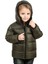 Kız Çocuk Haki İçi Polarlı Kapüşonlu Su ve Rüzgara Dayanıklı Şişme Mont 2