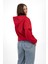 Kadın Kırmızı Kapüşonlu Su ve Rüzgar Geçirmez Cepli Içi Astarlı Oversize Yağmurluk 3