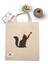 Ham Bez Çanta Tote Bag Kedi ve Kalp Dokuma Saplı Kadın Omuz Çantası 1