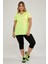 Sea Moda V Yaka Yırtmaçlı Basic Tshirt-Neon Sarı 1