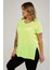 Sea Moda V Yaka Yırtmaçlı Basic Tshirt-Neon Sarı 2