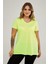 Sea Moda V Yaka Yırtmaçlı Basic Tshirt-Neon Sarı 3