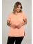 Sea Moda V Yaka Yırtmaçlı Basic Tshirt-Neon Oranj 1