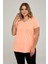 Sea Moda V Yaka Yırtmaçlı Basic Tshirt-Neon Oranj 2