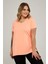 Sea Moda V Yaka Yırtmaçlı Basic Tshirt-Neon Oranj 3