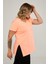 Sea Moda V Yaka Yırtmaçlı Basic Tshirt-Neon Oranj 5