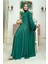Taş Işleme Detaylı Elbise Abaya Takım 3873 Zümrüt 3
